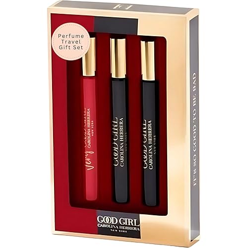 Carolina Herrera Good Girl Perfume For Women Mini EDP Rollerball Gift Set – 3 x 0.34 Ounce
