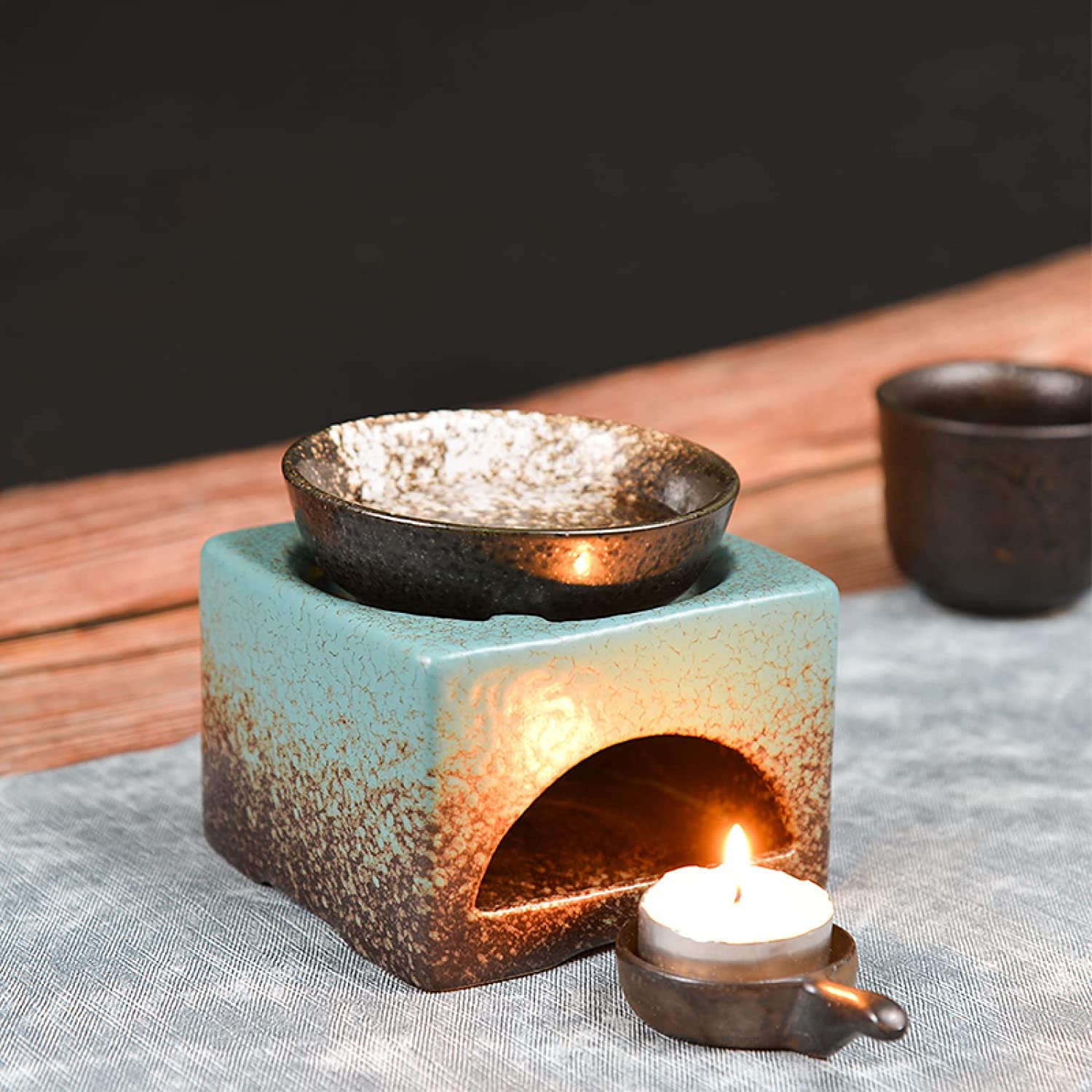 Brenner für ätherische Öle/Aroma-Diffusor, Keramik, Kerzen, Ölbrenner, Teelicht, Wachs, Aromatherapie-Halter, Kerzenduft, Diffusor für Zuhause, Büro, Geschenke