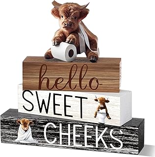 4 Pcs Bathroom Decor Farmhouse Bathroom Decoration Western Hello Sweet C...