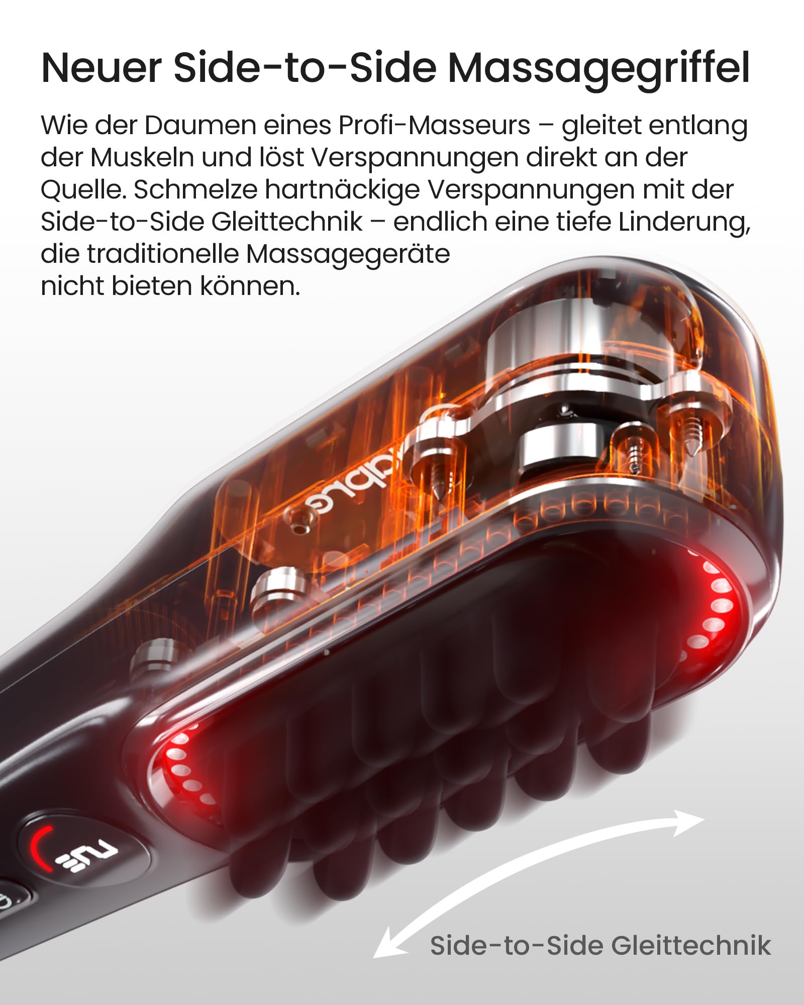 Kopfhautmassagegerät - 2400 U/min seitliche Vibration & Rotlichttherapie-Kopfmassagegerät zur Linderung von Kopfhaut/Gesicht/Nacken, 50 LED-Perlen, 5 Geschwindigkeitsstufen, tragbar mit Ladedock