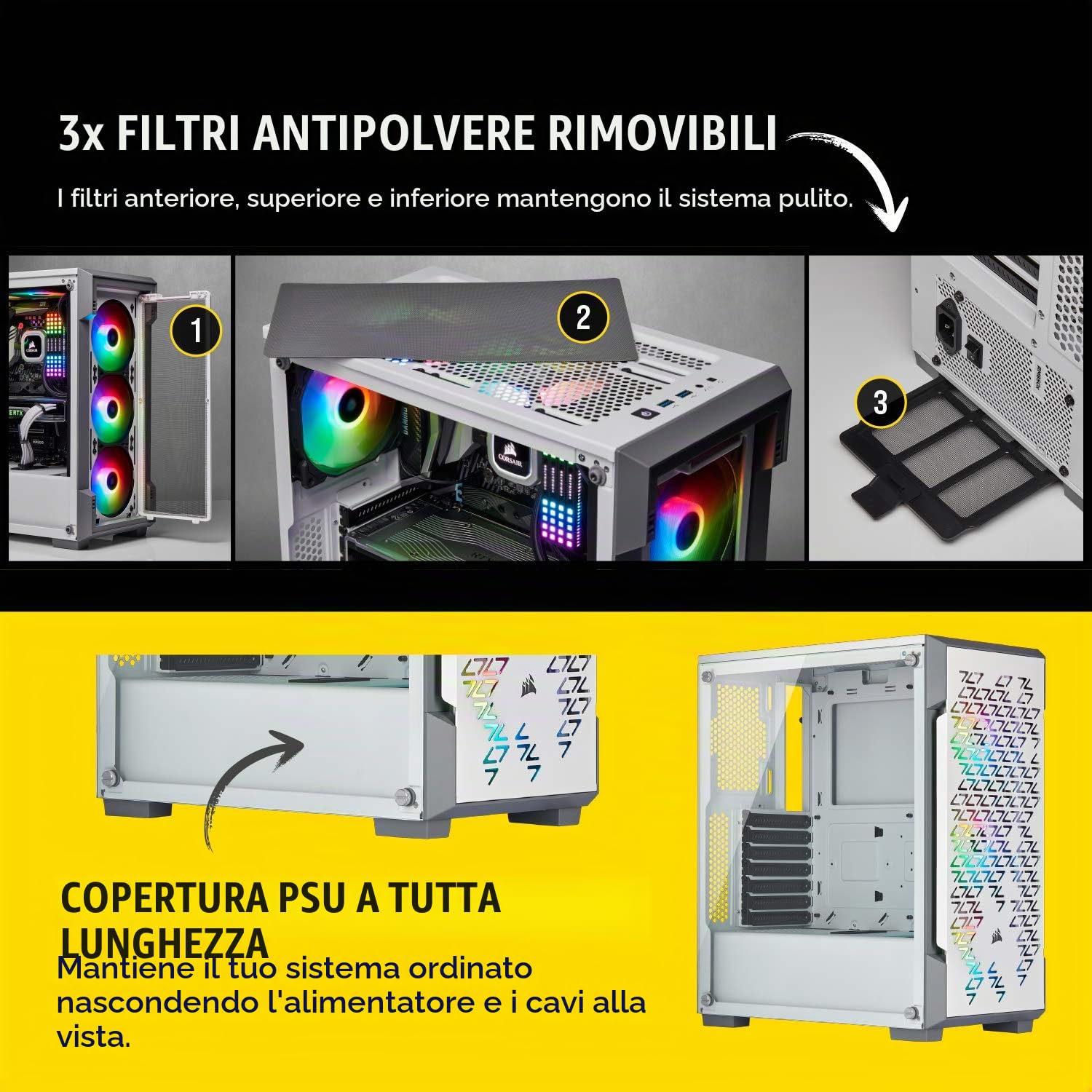 Corsair iCUE 220T RGB Airflow, Smart Case Gaming Mid-Tower ATX con Paratia in Vetro Temprato, Bianco