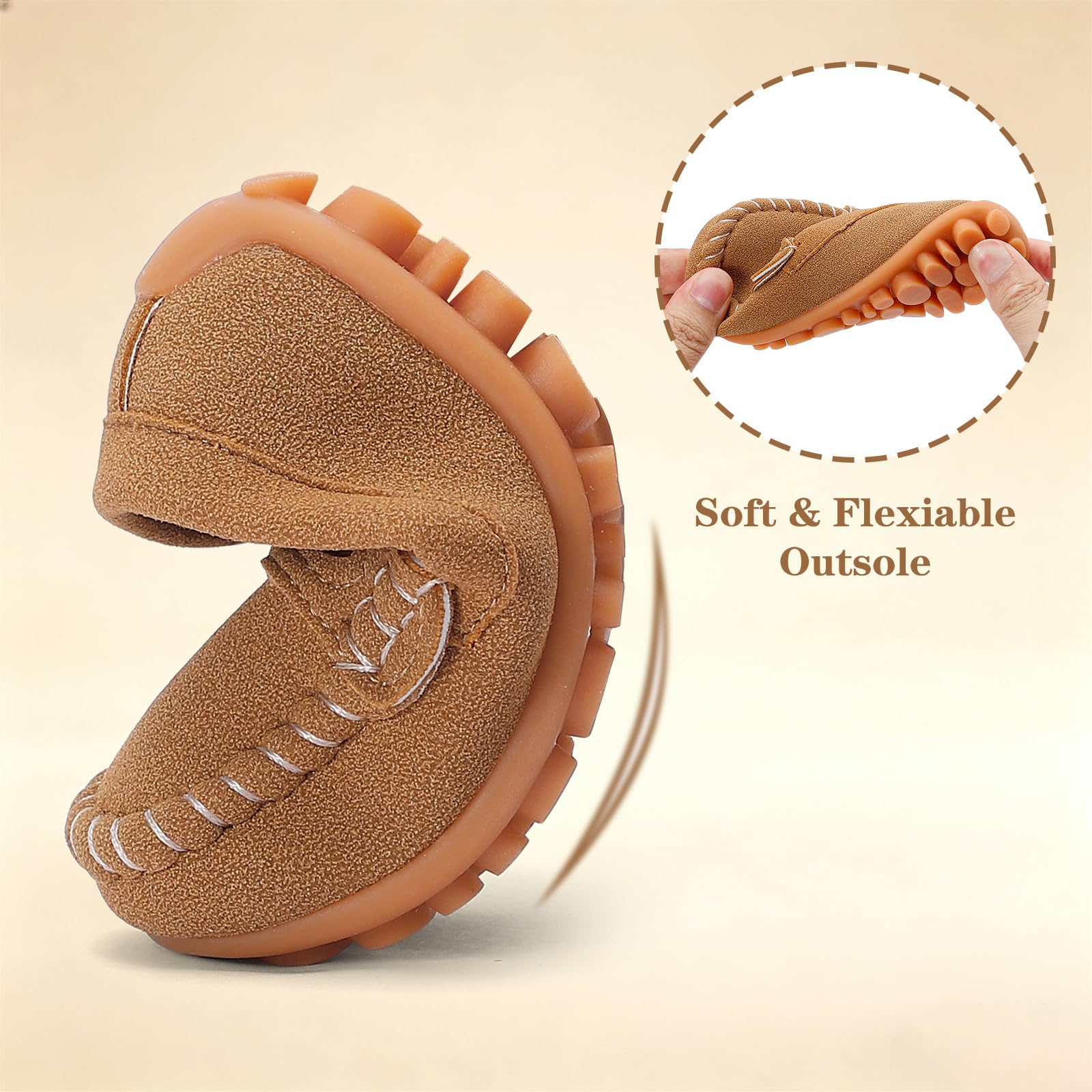 LACOFIA Mocassini Neonato Scarpe Primi Passi Suola Antiscivolo in Gomma Morbida Pantofole Bambino per 19 a 24 EU