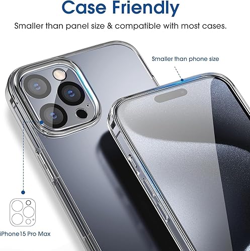 Miniatura 5 de amFilm Protector de pantalla OneTouch para iPhone 15 Pro Max de 6.7 pulgadas, vidrio templado + protector de lente de cámara, tecnología de