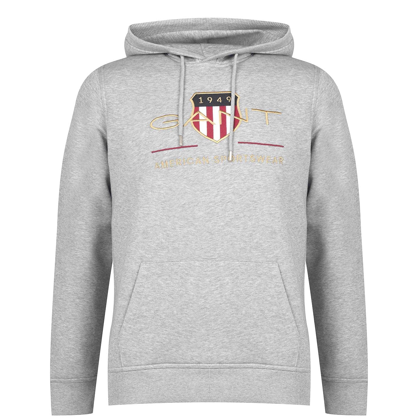 GANT Men's REG Archive Shield Hoodie, Grey Melange, Standard, grey melange, XXXL