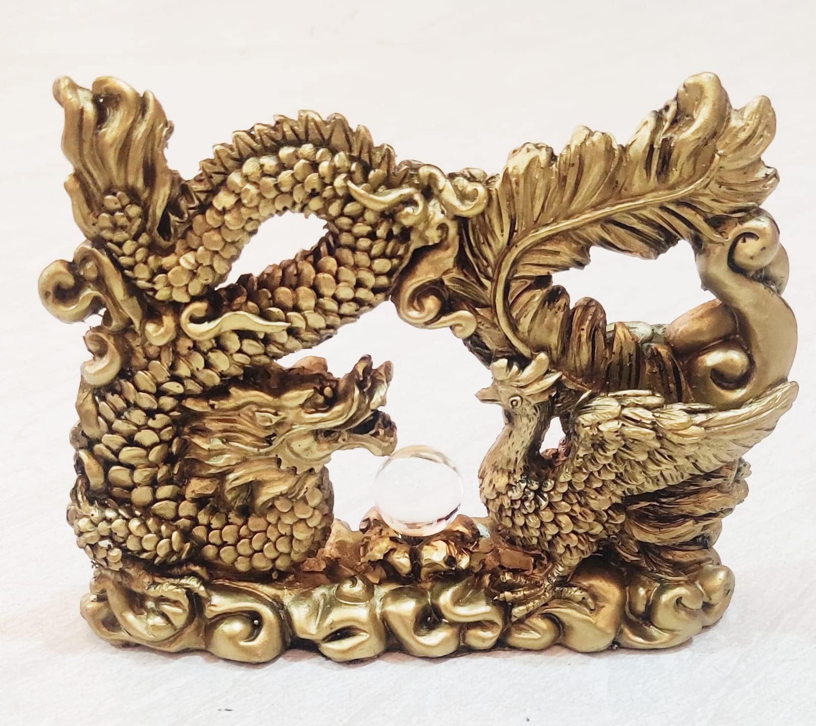 Collection Dragon and Phoenix Statue Sculpture Feng Shui Decoration, Pure Copper Lucky Dragon and Phoenix Sculpture Decor, Creative Sculpture Marriage Luck Figurines Wedding Gift Home Decor