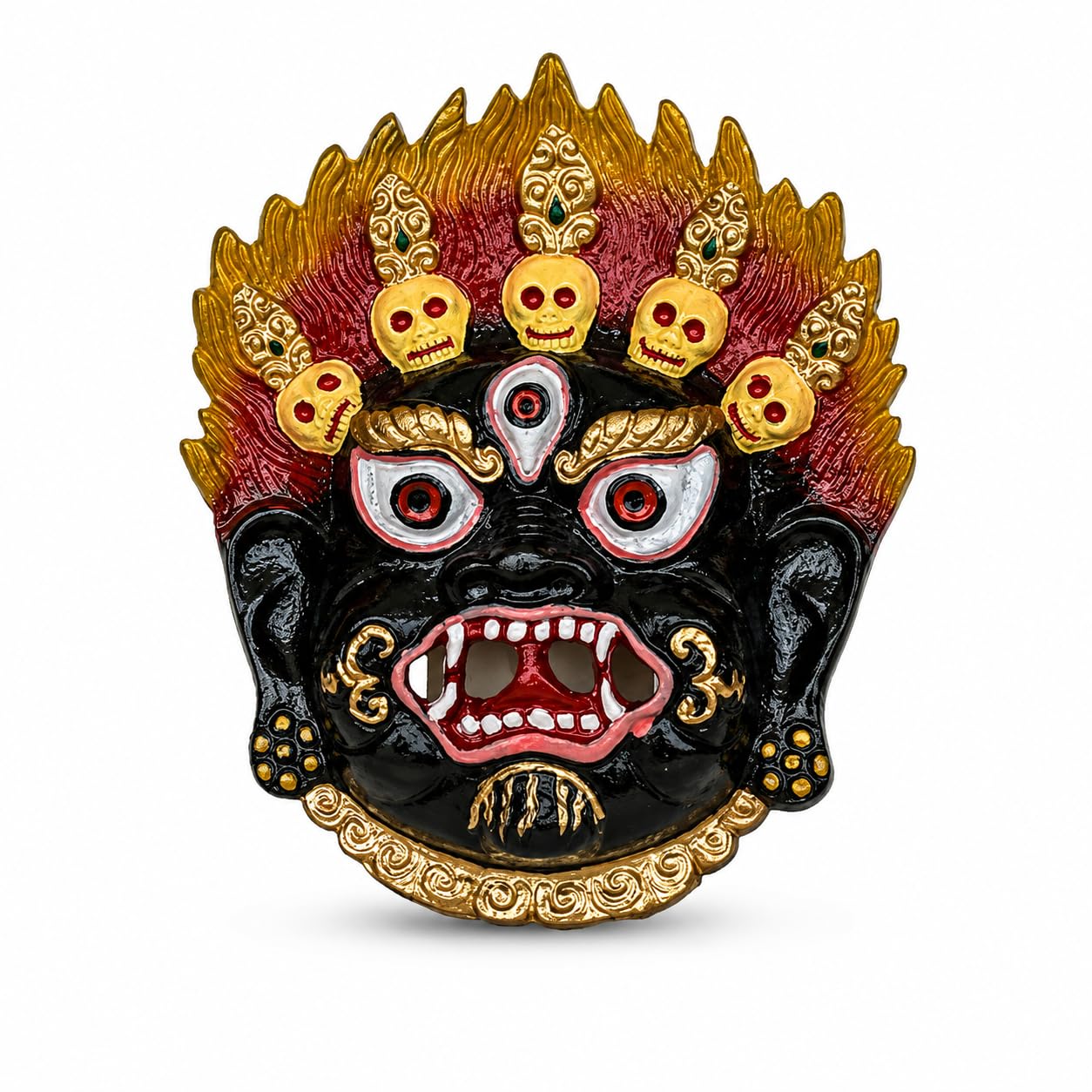 Salvus APP SOLUTIONS Metal Mahakal Face Mask Nazar Battu - Spiritual Protection with Stylish Design to Home, Shops (Black_4.5x5.5 inch)