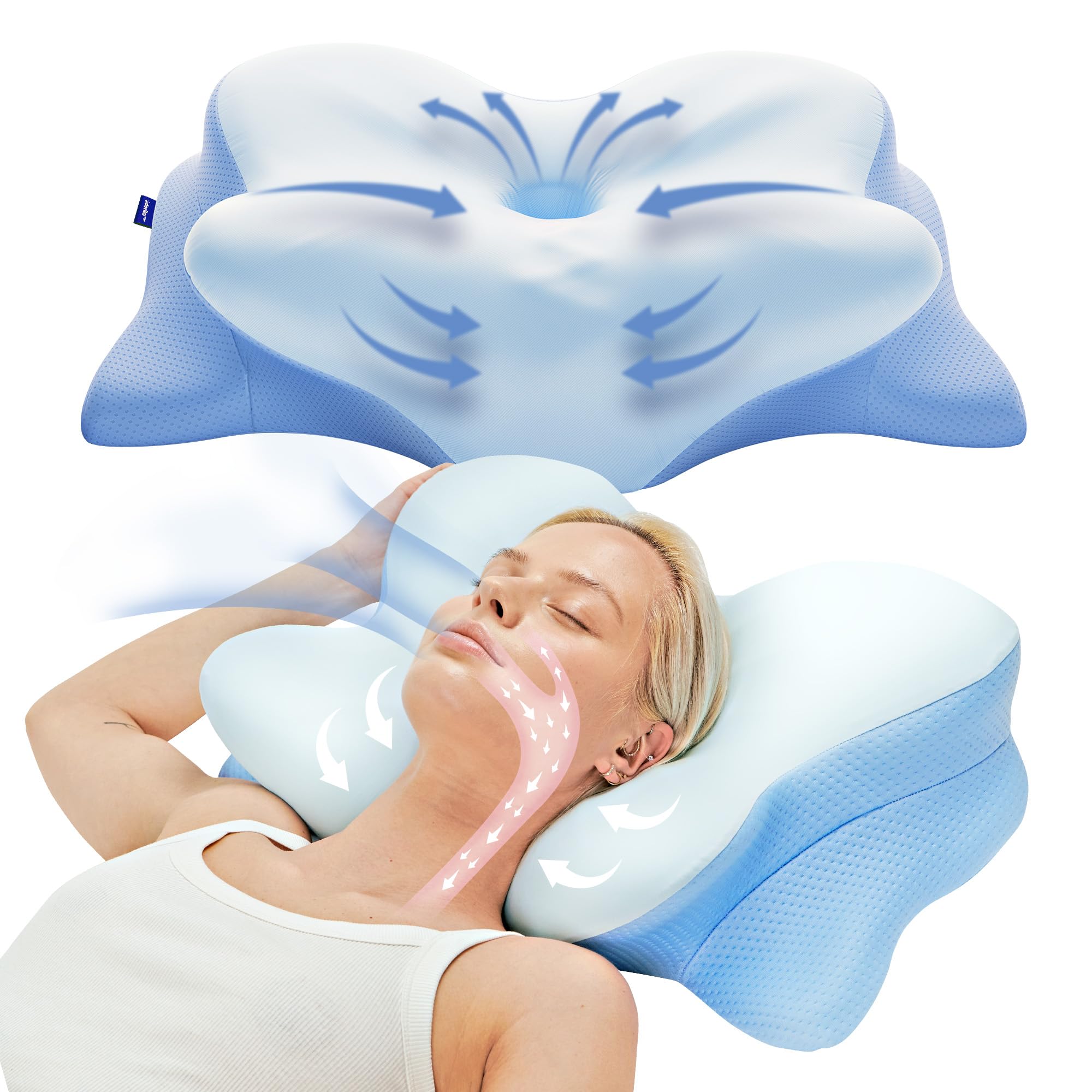 Derila Ergo Cervical Neck Pillow for Sleeping Pillow Contour Memory Foam Pillows for Back, Side Sleeper Pillows 21.25 x 14.17 x 4.72 inches