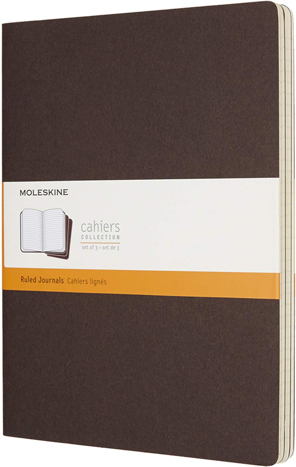 Moleskine Cahier Journal - Set of 3 Ruled Notebooks, Cardboard Cover - Size Extra Large 19 x 25 cm - Colour Kraft Brown - 120 Pages