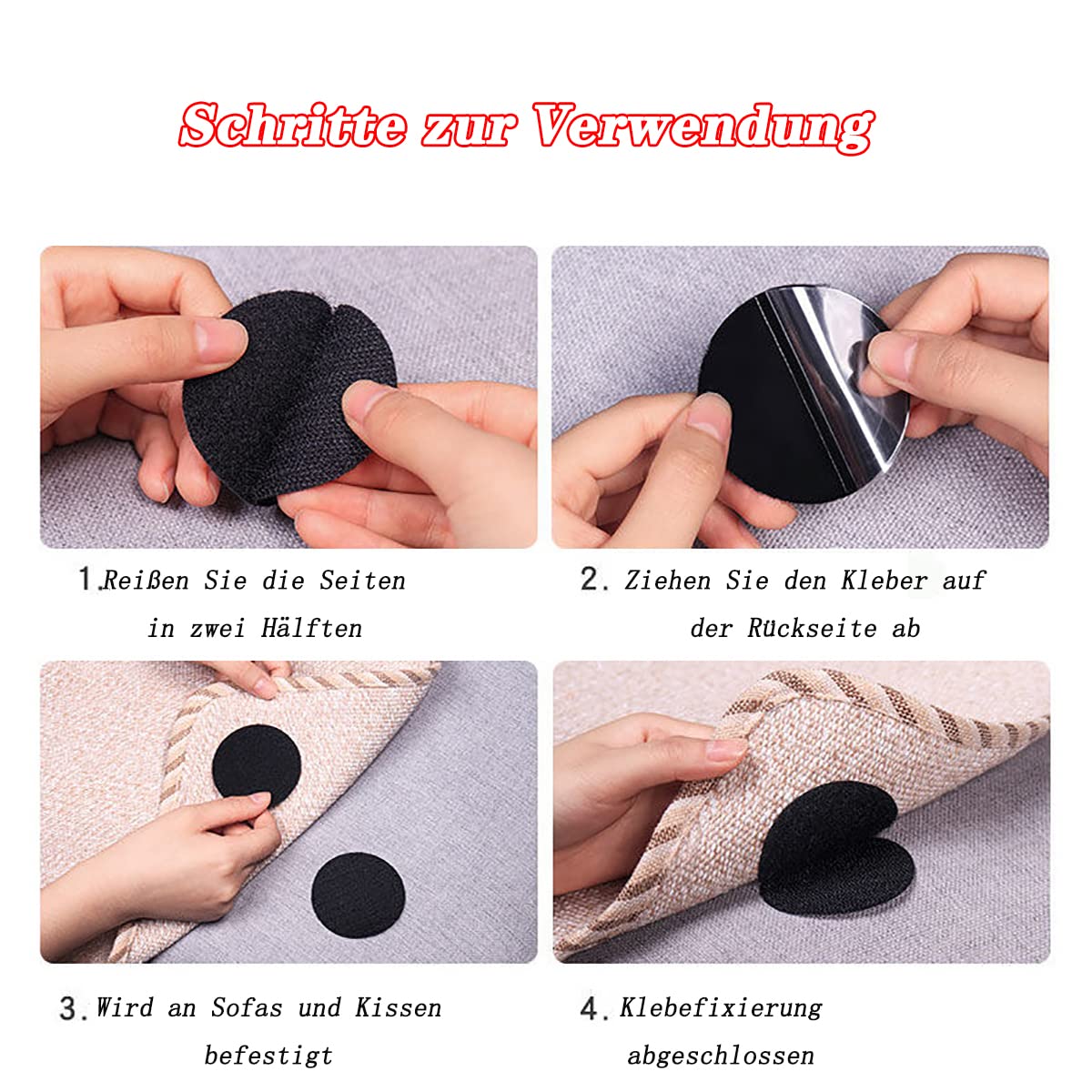 16 Stück Runde Klettband-Pads Selbstklebend – 5x5 Cm, Extra Stark, Für Glatte Oberflächen