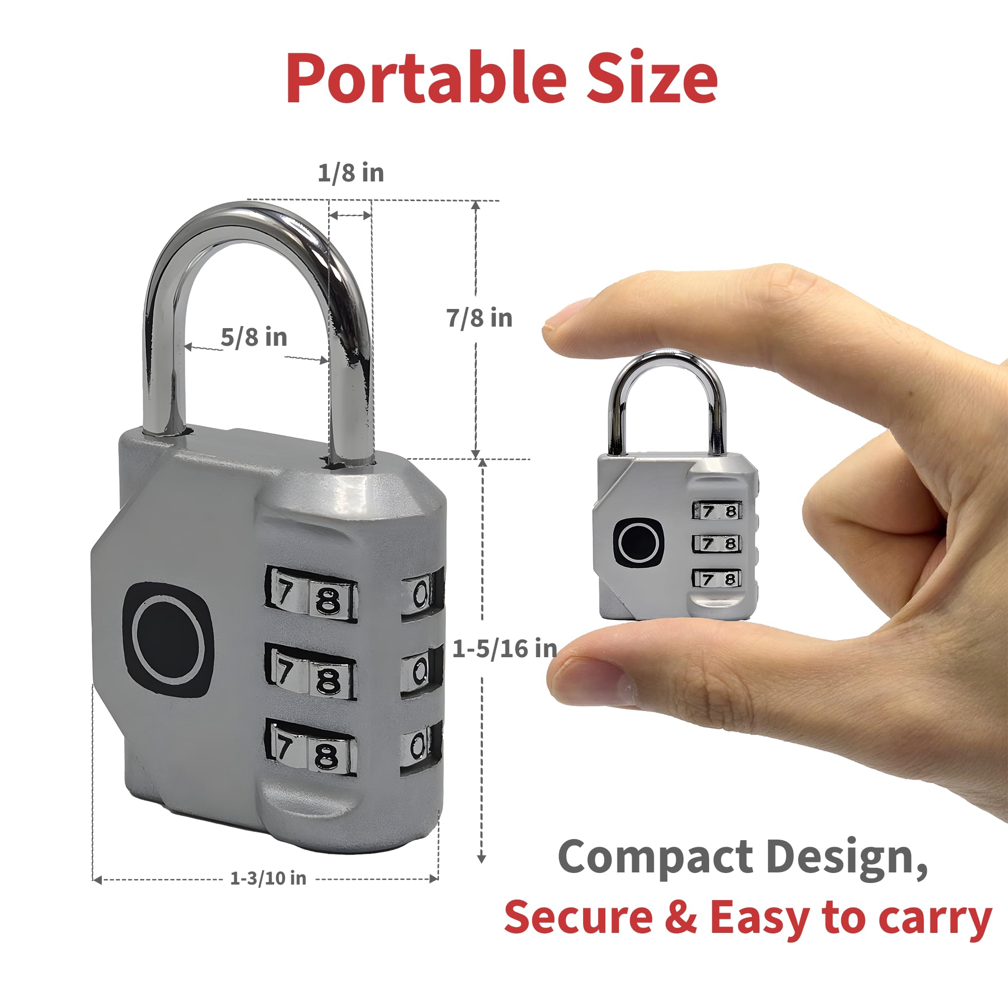 THIRARD Club 2 Padlock – Molded Alloy Body with Resettable 3-Digit Mechanism. Nickel-Plated Steel Handle, 30MM, 1.18 inch - Secure Your Lockers, Toolboxes, and Travel Bags