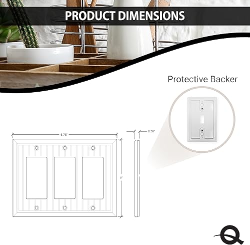 Miniatura 4 de Questech Decor - Cubierta para interruptor de luz triple basculante, placa de pared eléctrica de 3 segmentos, decoración de triple interruptor,
