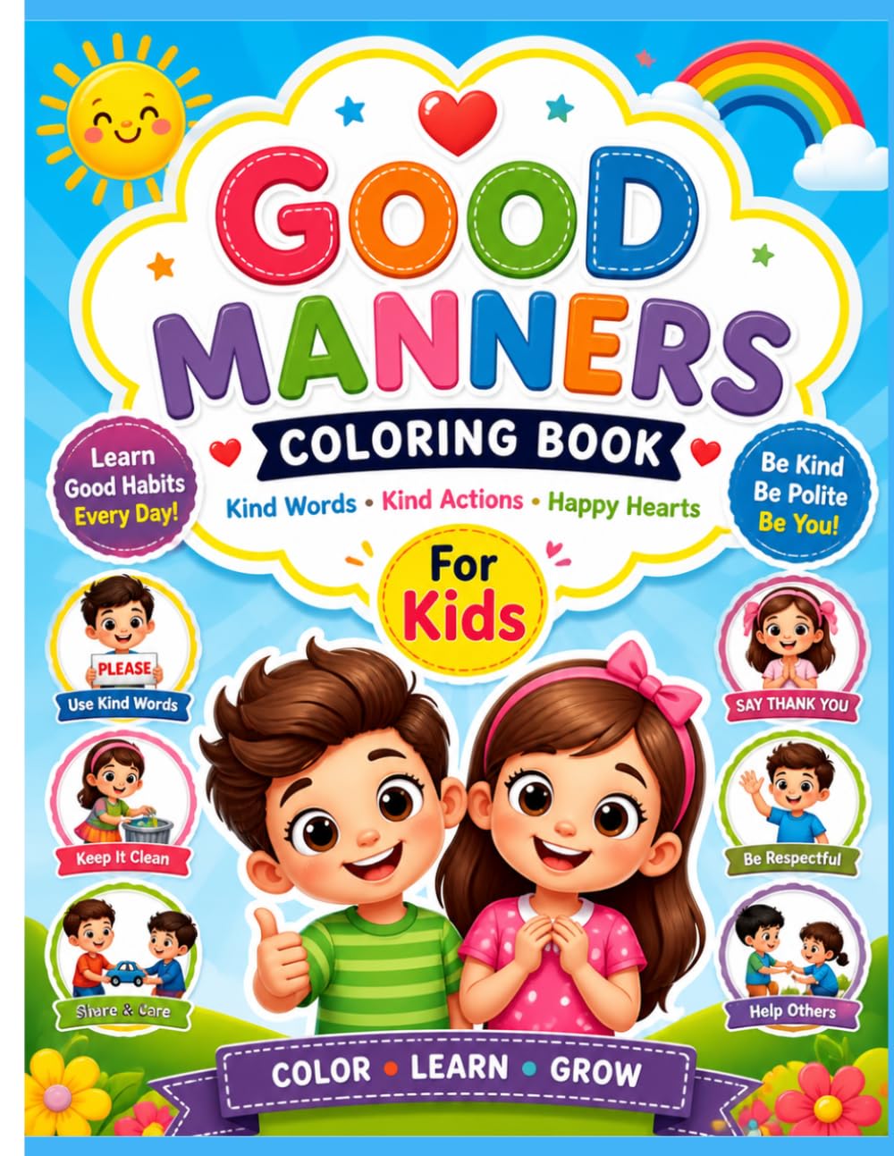 Good Manners Coloring Book for Kids Ages 3-8