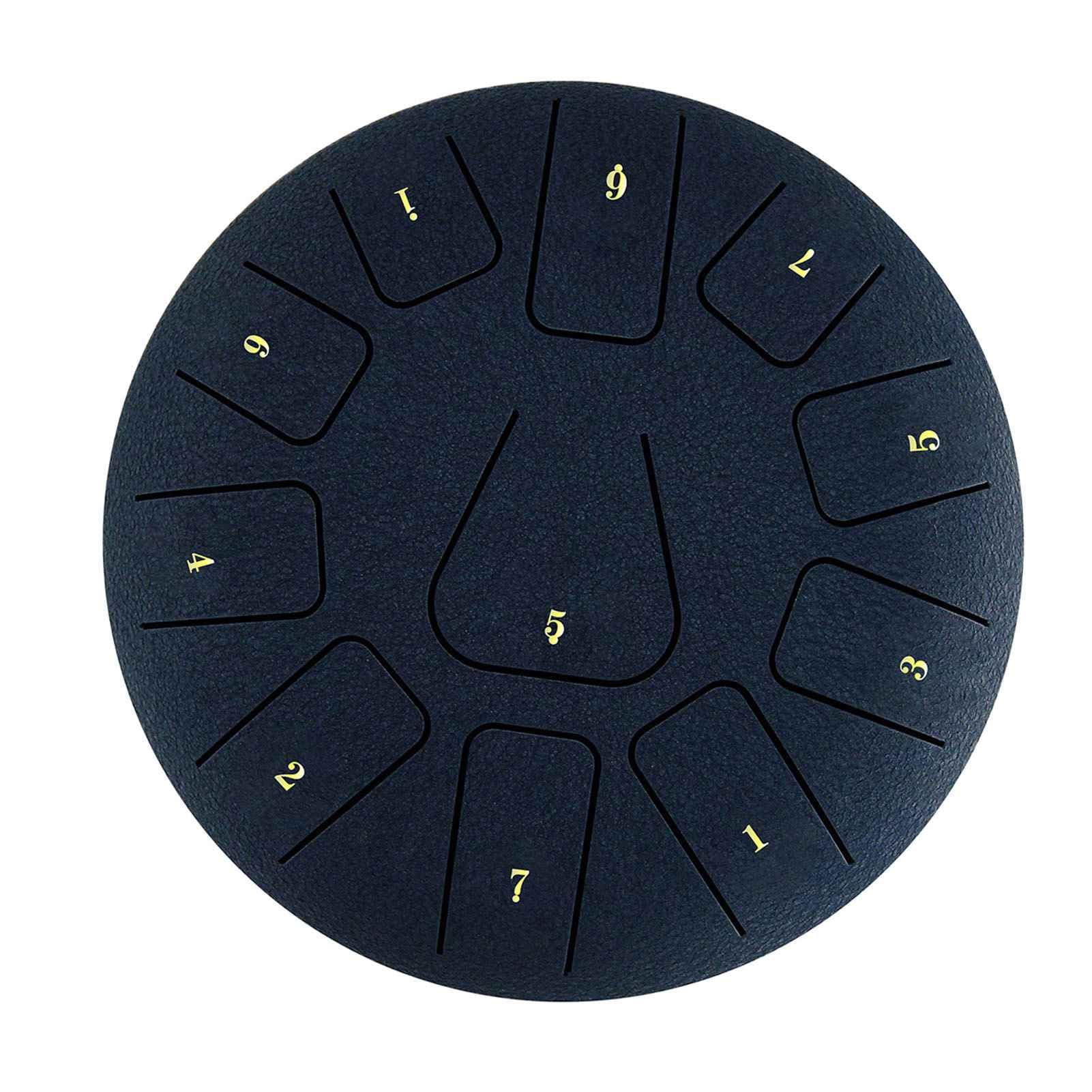 Tamburo a lingua in acciaio steel tongue drum handpan 8 pollici 11 note percussioni per meditazione yoga zen con bacchette plettri dita borsa libro musicale (blu navy)