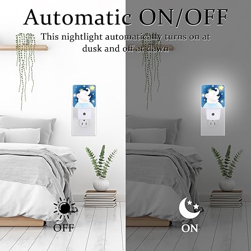 Miniatura 6 de Little Cute Elefante Estrella Luz Nocturna, Lámpara Nocturna Estrellada de Luna Nocturna con Sensor de Dusk to Dawn Lámpara LED de 0.5W Eficiencia