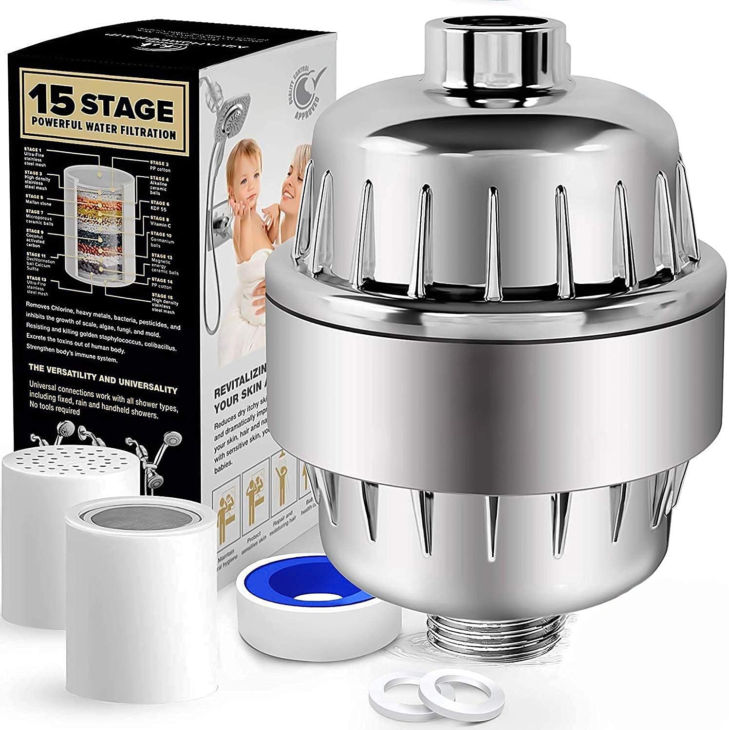 OHFULLS 15 Stage Shower Filter with Vitamin C for Hard Water High