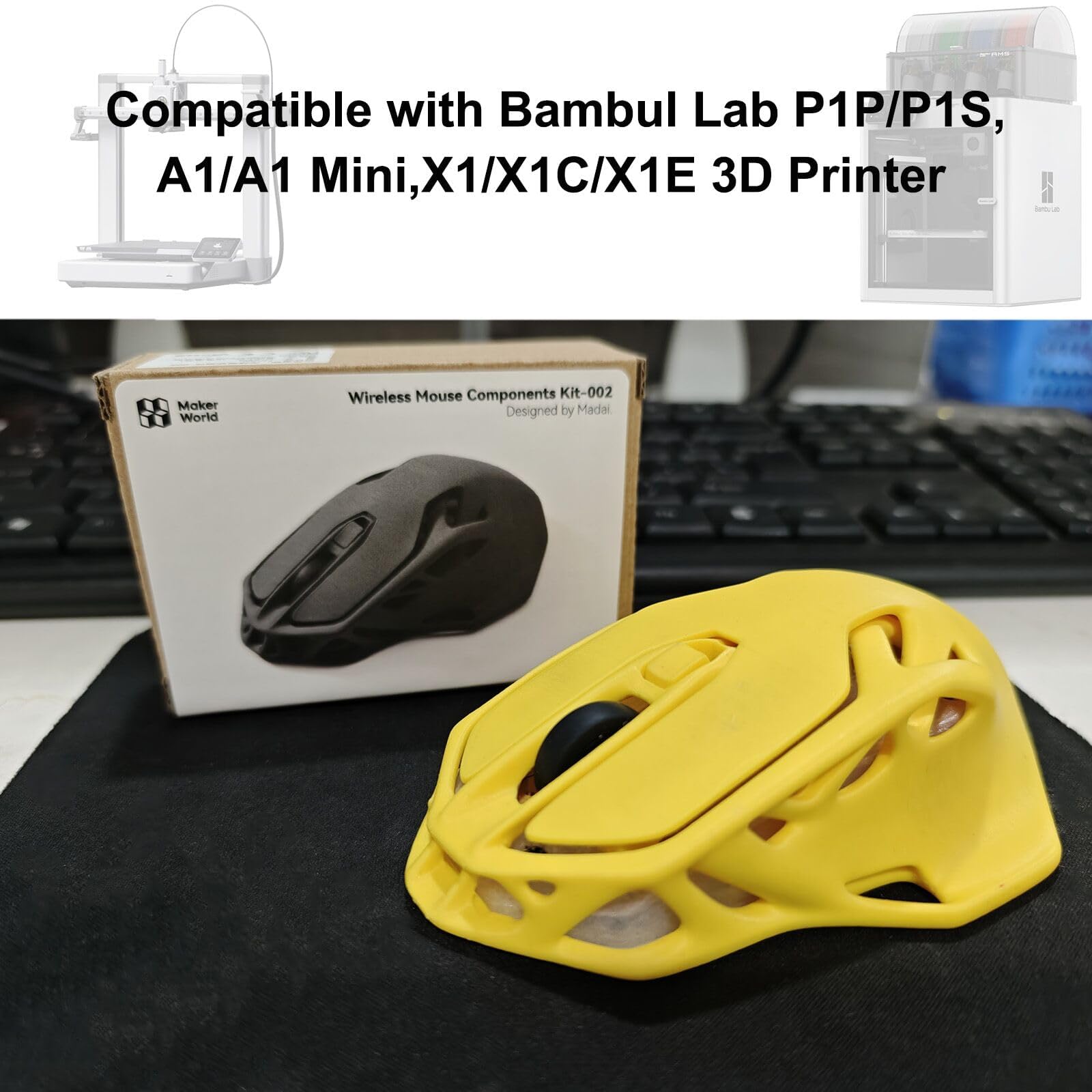 JUUPINE Wireless Mouse Kit Für Bambu Lab 3D Drucker - DIY Funkmaus