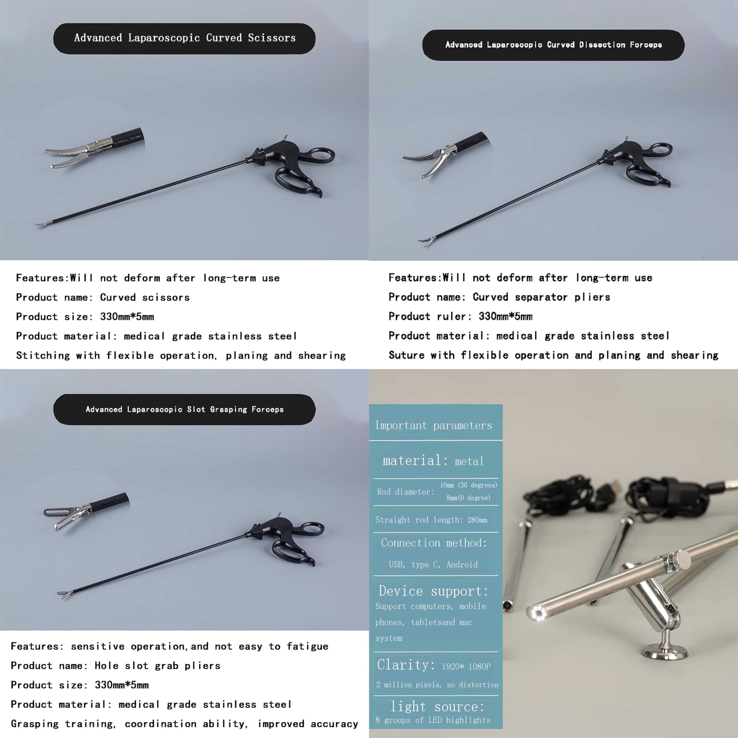 Kit di Addestramento Simulato Laparoscopico, kit di pratica per suture, Set Completo di Addestramento Chirurgico Include Strumenti e Accessori, per Uso di Studenti di Medicina per Esercizi Didattici