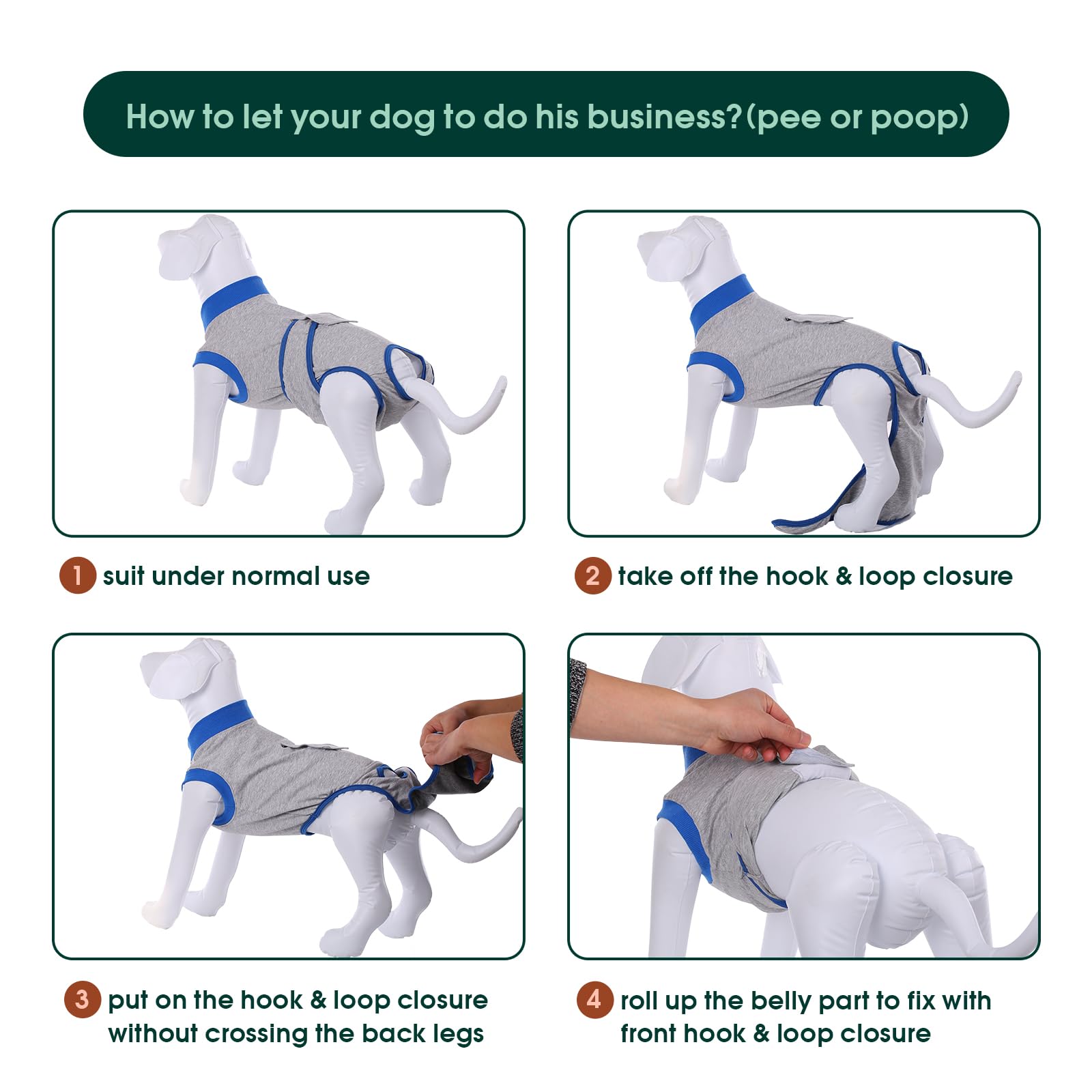 Kuoser Traje de recuperación de Perro para Hombre/Mujer, Camiseta para Cachorros después de la cirugía, Alternativa de Cuello electrónico para Mascotas pequeño, Mediano y Grande - 5