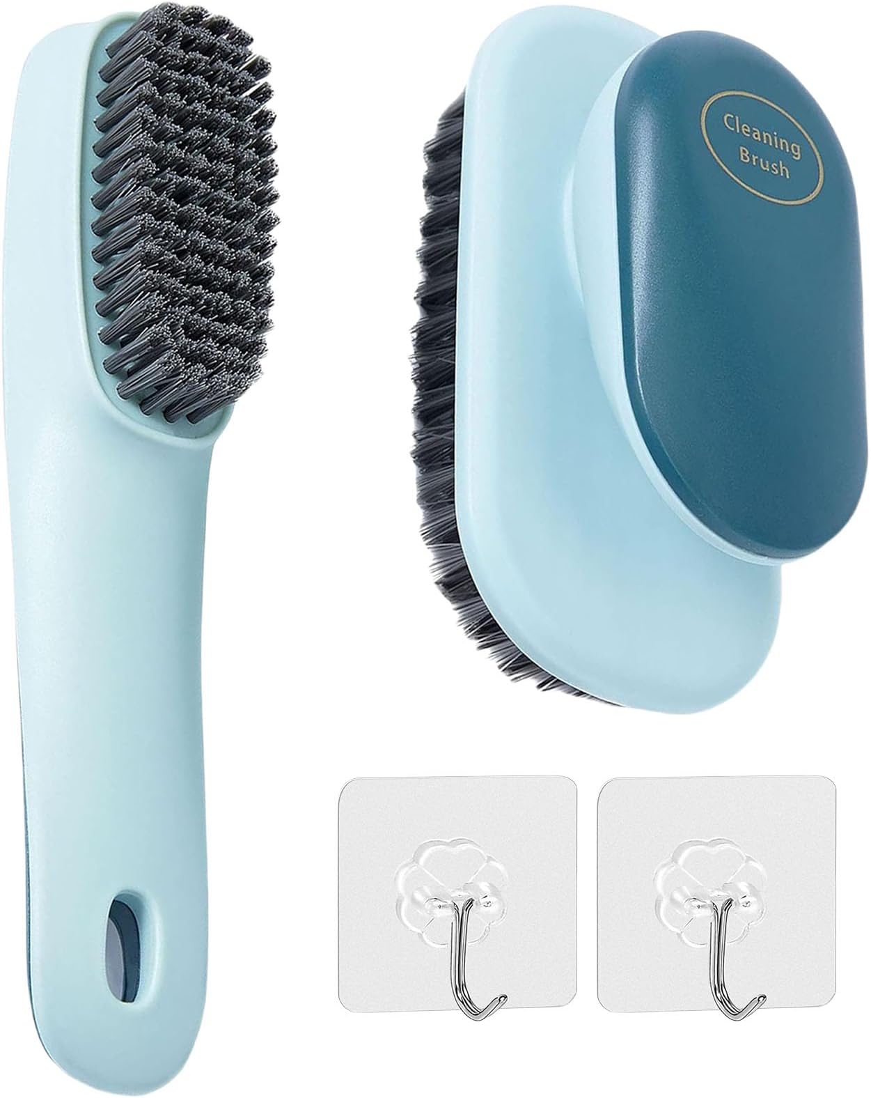 Pack 2 Cleaning Shoe Brush Cleaning Clothes Brush, Household Scrubbing with 2 Pcs Adhesive Hooks