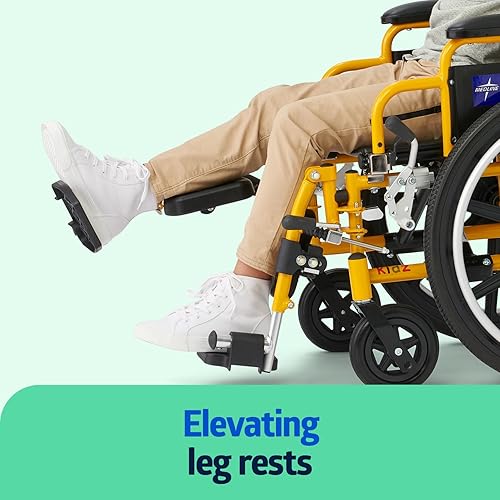 Miniatura 3 de Medline Silla de ruedas pediátrica para niños - Promueve la comodidad y la movilidad, asiento de 14 pulgadas de ancho x 12 pulgadas de profundidad