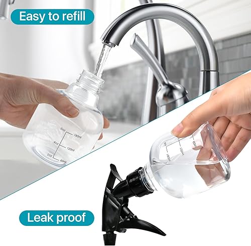 Miniatura 4 de 24 botellas pequeñas de spray de 8 onzas, mini botellas de spray recargables con boquilla ajustable, para soluciones de limpieza, cabello, plantas,