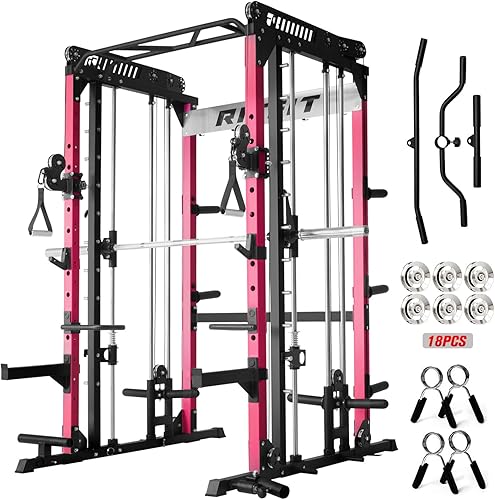 Miniatura 10 de RitFit Máquina M1 Pro Smith con sistema de cruce de cables, jaula multifunción para sentadillas para gimnasio en casa, rack de energía y paquetes