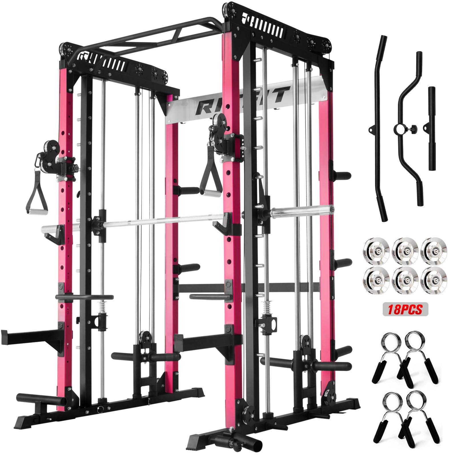 RitFitM1 & M1 Pro Smith Machine with Cable Crossover System, Multi-Function Squat Rack Power Cage for Home Gym, Power Rack and Packages