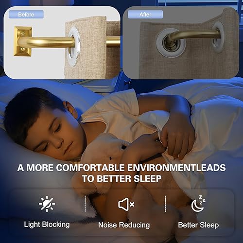 Miniatura 3 de Barras de cortina doradas envolventes para ventanas de 48 a 84 pulgadas (4-7 pies), barra de cortina opaca ajustable, barra de cortina de ventana de