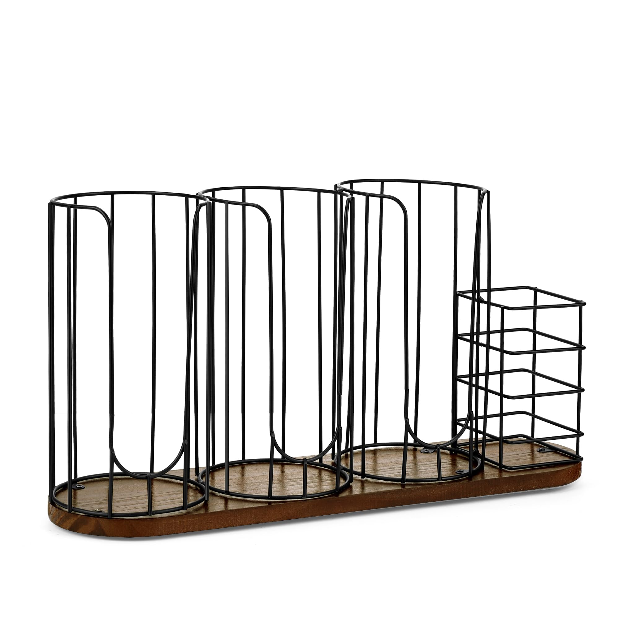 HOMIEE Soporte para Tazas y Tapa Organizador de Café Desechables Metal Dispensador Vasos Desechables de 4 Compartimentos para Café, Bar, Encimera, Sala de Descanso