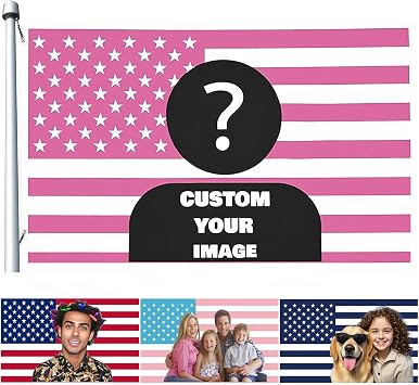 Custom Pink Flag Design Your Photo/Logo/Text,Personalized Funny Flags Double Sided,For Decorate Garden Rooms Clubs Concerts University -2x3ft/3x5ft/4x6ft/5x8ft