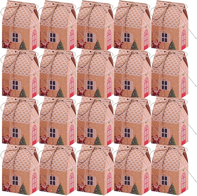 12 Scatole Regalo Kraft Marrone 20x20x10 Cm - Con Nastri Per Matrimoni, Compleanni E Natale