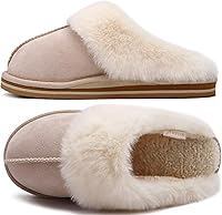 KuaiLu Women's Memory Foam Slippers with Fuzzy Faux Fur Lining, Arch Support, Non-Slip Sole - Cozy Indoor Outdoor House Scuffs