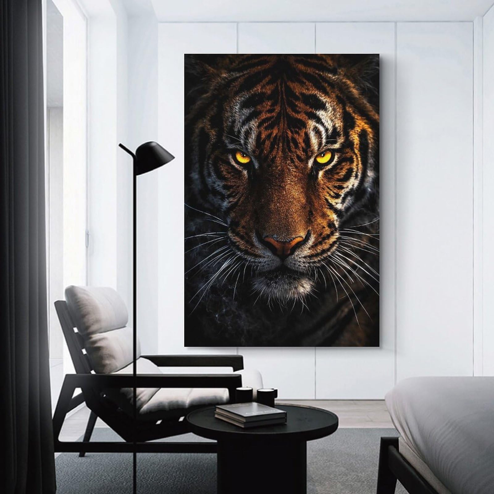 Junmoney Intense Tiger Portrait Decorative Wall Artwork 24x36inch(60x90cm), for Living Room, Bedroom, Office Or Hallway, Decorative Artwork with Broad Appeal