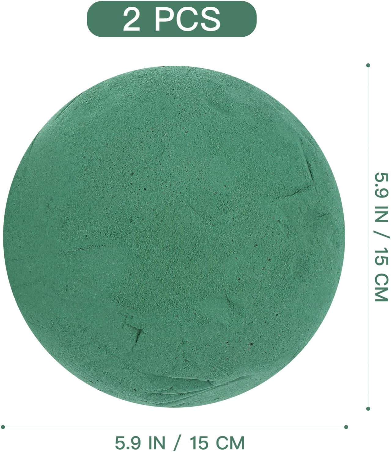 2Pcs Floral Foam Balls, 6 Inch Dry & Wet Floral Foam Sphere, DIY Craft Foam Plant Florist Foam for Flower Arrangement, Green Floral Foam Blocks for Wedding Birthday Parties Decor Flower Shop