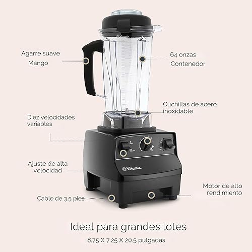 Miniatura 4 de Licuadora Vitamix 5200, de grado profesional, con recipiente autolimpiante de 64 onzas, en color negrogris