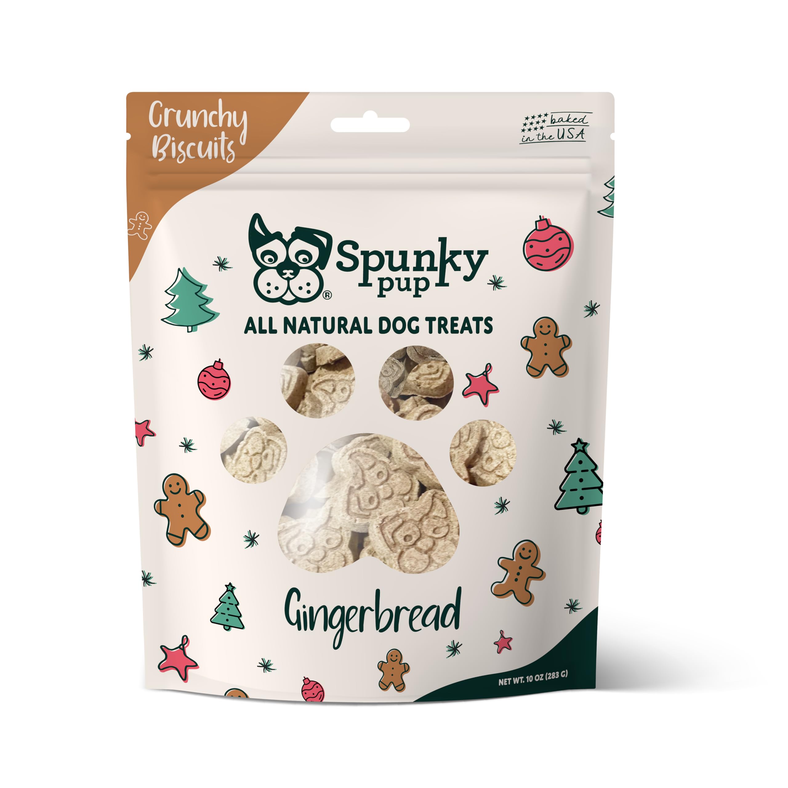 Spunky pupWinter/Holiday Gingerbread Treats Stocking Stuffers for Dogs  For Small Medium Large Dogs Christmas and Holiday Dog Treats Seasonal