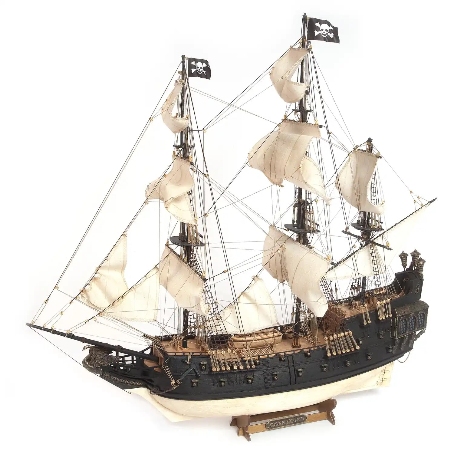 Occre 12012 Pirate Galleon Black Swan (Black Swan) - Assembly Kit in Wood and Metal in Scale 1:75, L: 613 mm, Height: 585 mm, Width: 257 mm - Includes Sails