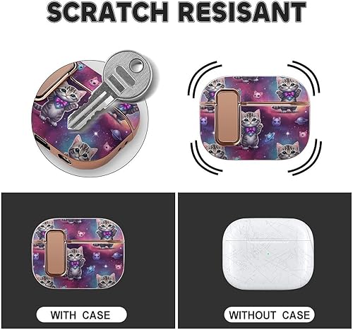 Miniatura 3 de Headphone Cover Compatible with Airpods Pro 2 Case Galaxy Space Cat, Plastic, with Lock, Shockproof Protective