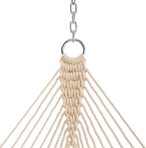 Miniatura 3 de Hatteras Hammocks Hamaca de cuerda Duracord de avena de lujo con cadenas de extensión gratis y ganchos para árboles, hecha a mano en los Estados