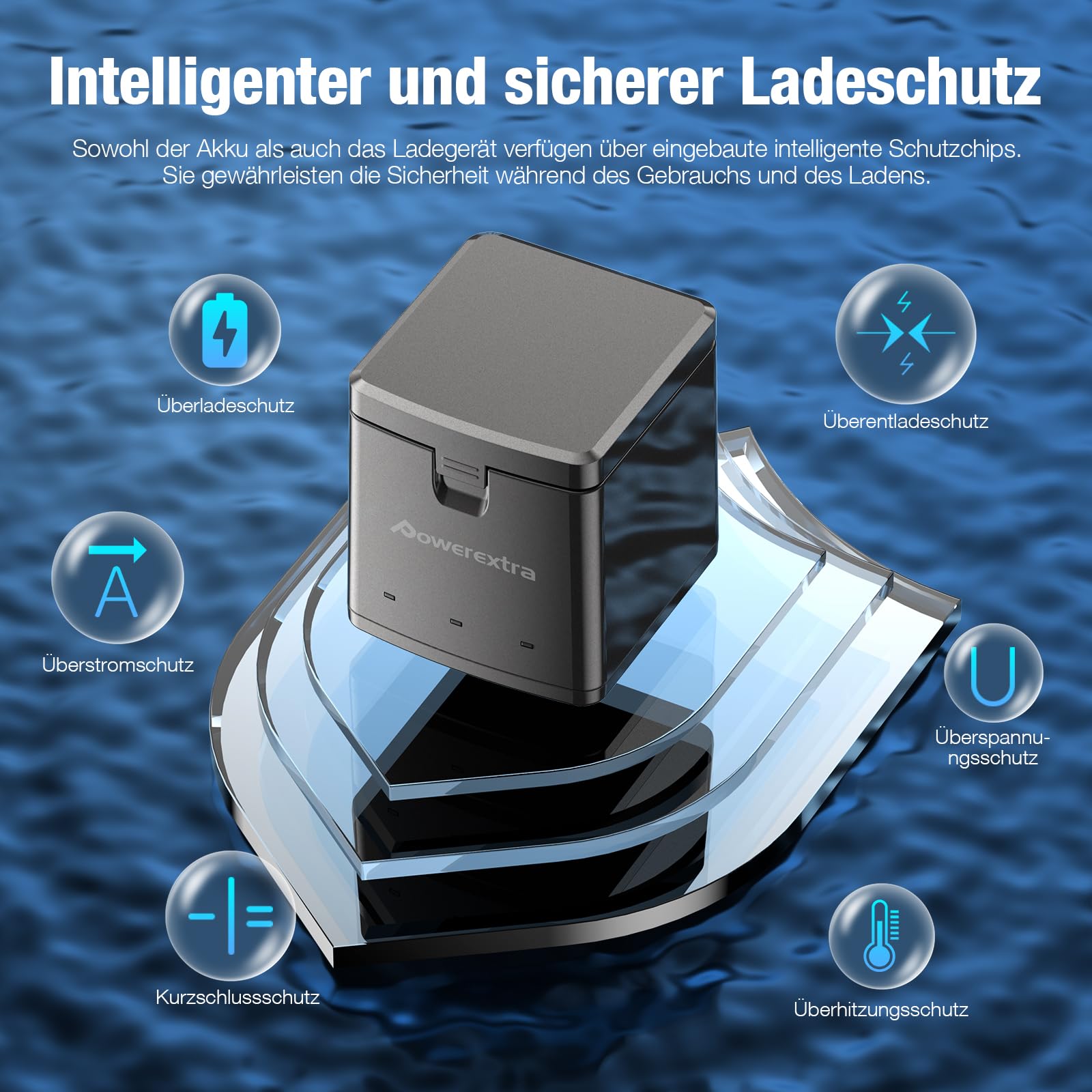 2 Ersatzakkus für GoPro Hero 13 Black und Schnellladegerät - 2er-Pack 2100mAh-Akkus und 3-Fach-USB-Ladegerät, kompatibel mit Original GoPro 13