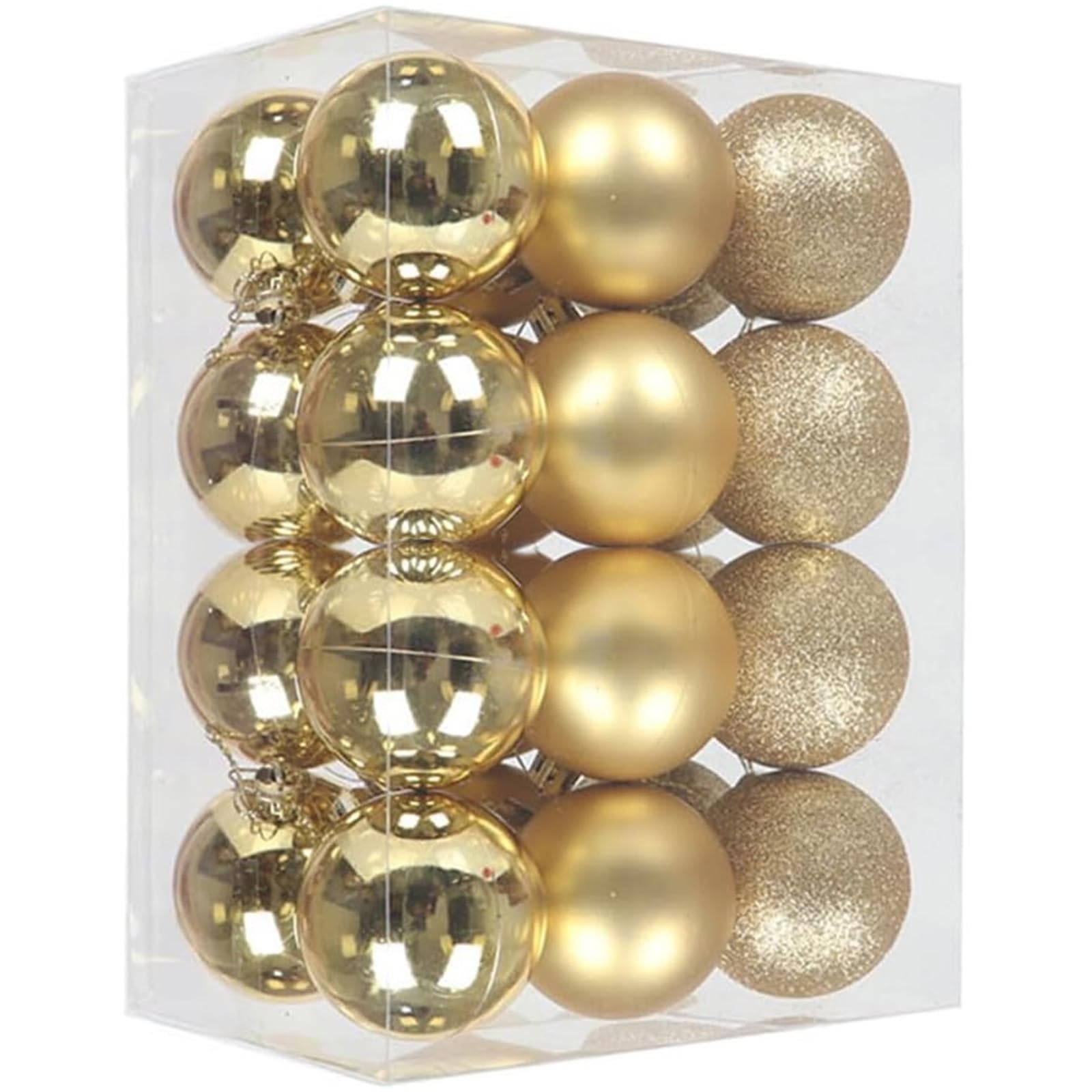 GESDYO24 pieces Christmas decorations，Glitter, Matte and Glossy Christmas tree baubles，Suitable for outdoor, home and shopping center decoration (baubles 30 mm diameter, gold, 24 pieces)