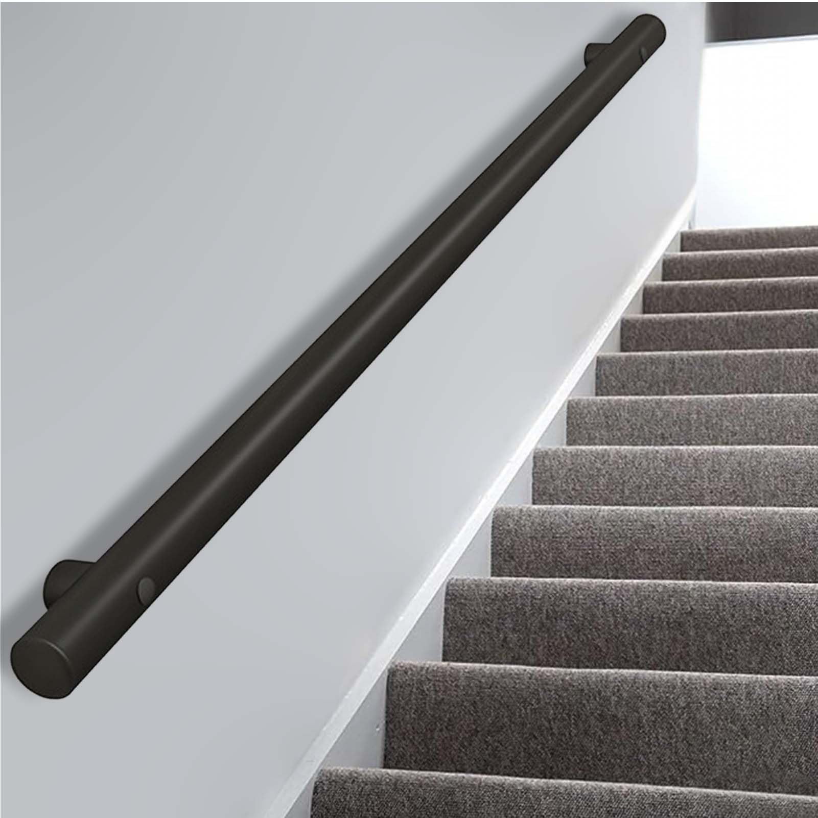 Fkxsxaz 3Ft/4Ft/5Ft/6Ft/10Ft/12Ft/14Ft/20Ft Metal Stairs Handrail, Round Wall Mounted Hand Rail Stainless Steel Safety Indoor Outdoor Grab Bar With Bracket(11Ft/330Cm)