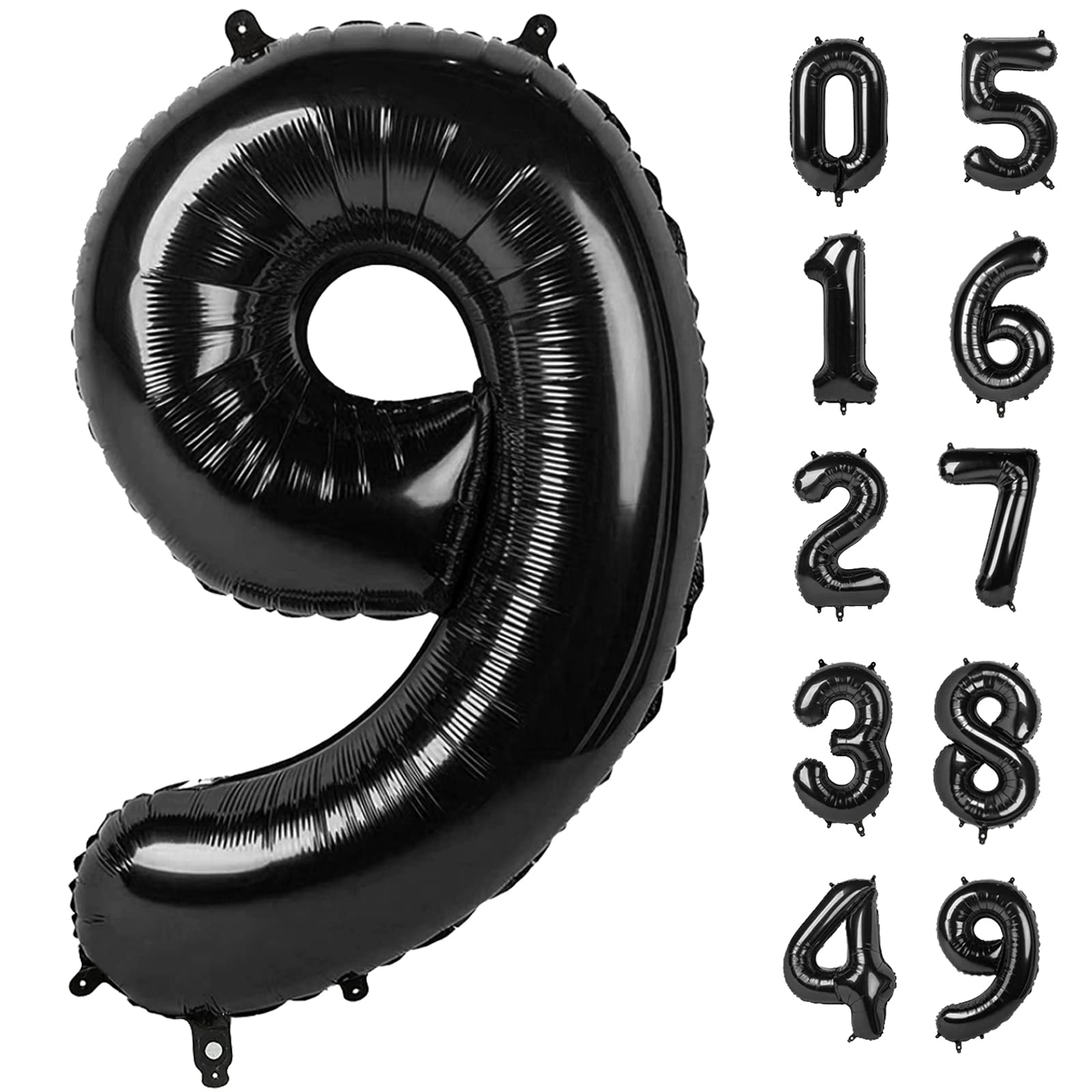 Upgesy 40 Inch Black Number Balloon, Reusable Foil Helium Balloon for Birthday Decorations, Party Décor, Graduations, Anniversary, Photo Shoot, Number
