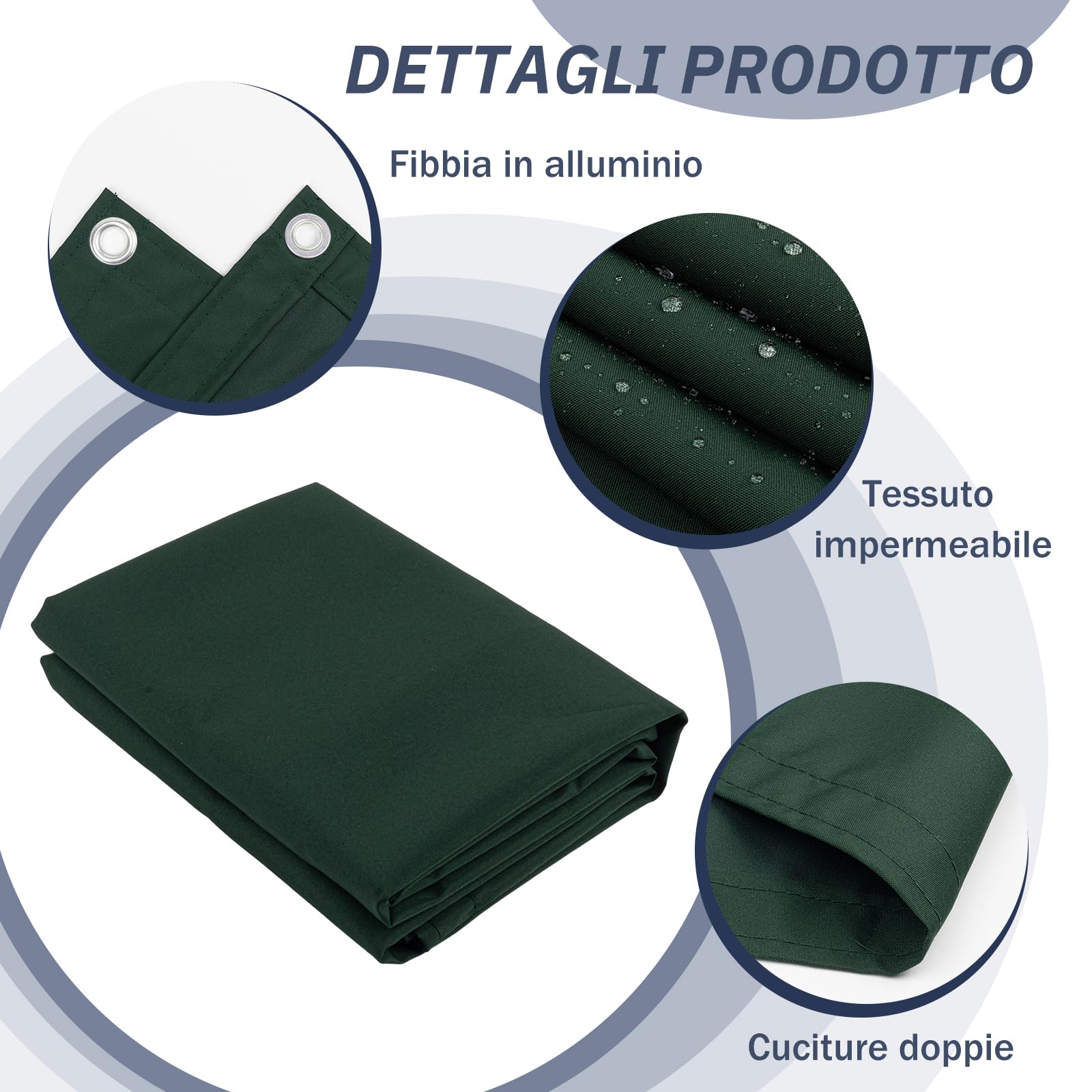 HENG FENG Frangivisto Balcone 0.9x8m, PES Impermeabile Copri ringhiera Balcone, UV-Resistente, Protezione della Privacy, con Cinghie, Verde