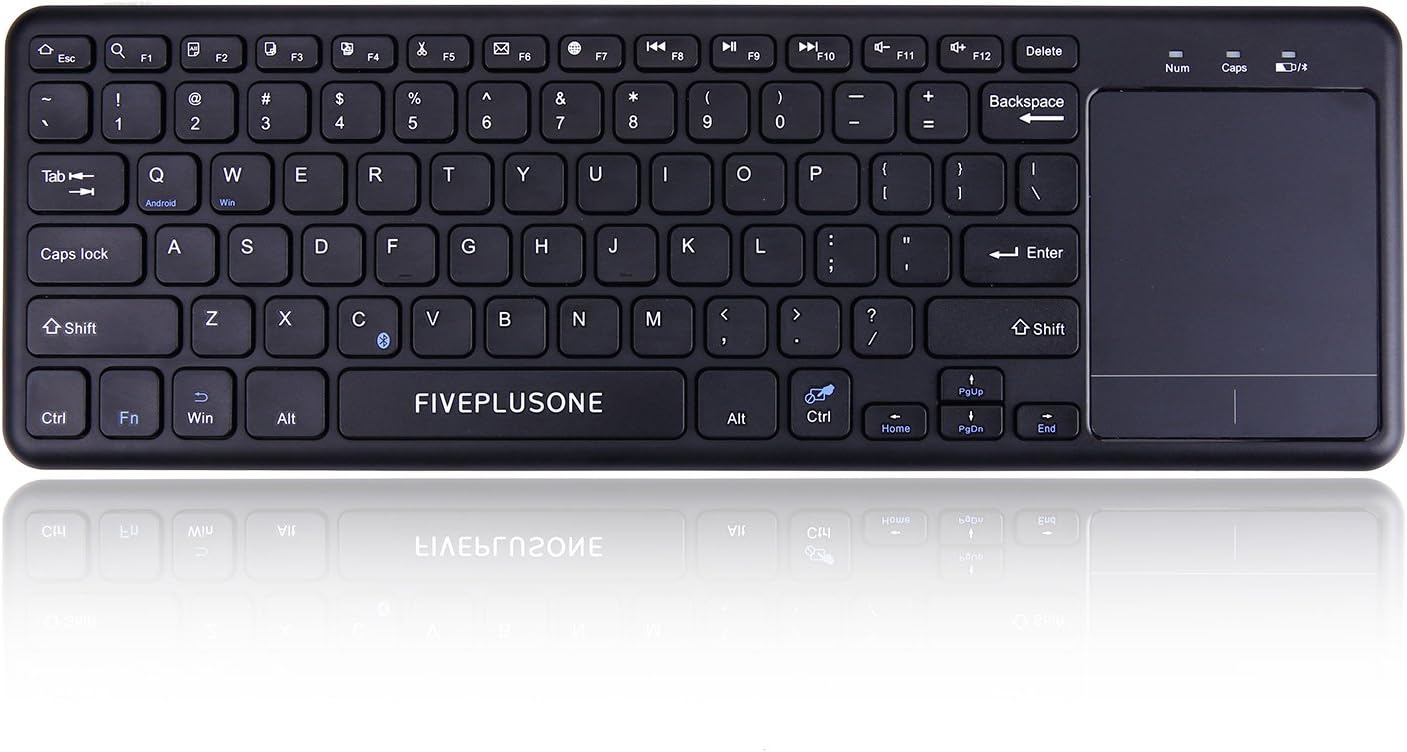 Wireless Bluetooth Keyboard , FIVEPLUSONE Bluetooth 3.0 Keyboard with Touchpad for Android / IOS/ Windows /Mac/ Tablets / Smart TV(Support Bluetooth Connection) / Smart phones , Black.UK LAYOUT