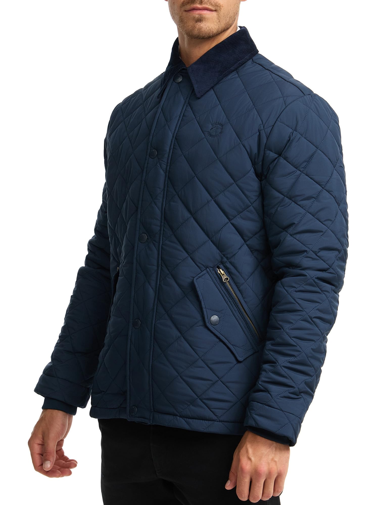 Indicode Hombres INAldos Jacket | Chaqueta acolchada con cuello de pana y acolchado en rombos