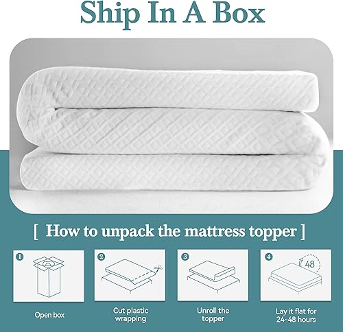 Miniatura 2 de HOOMIC Cubrecolchón de espuma viscoelástica individual de 4 pulgadas, infusión de gel refrescante lavanda, funda de bambú extraíble, patrón de