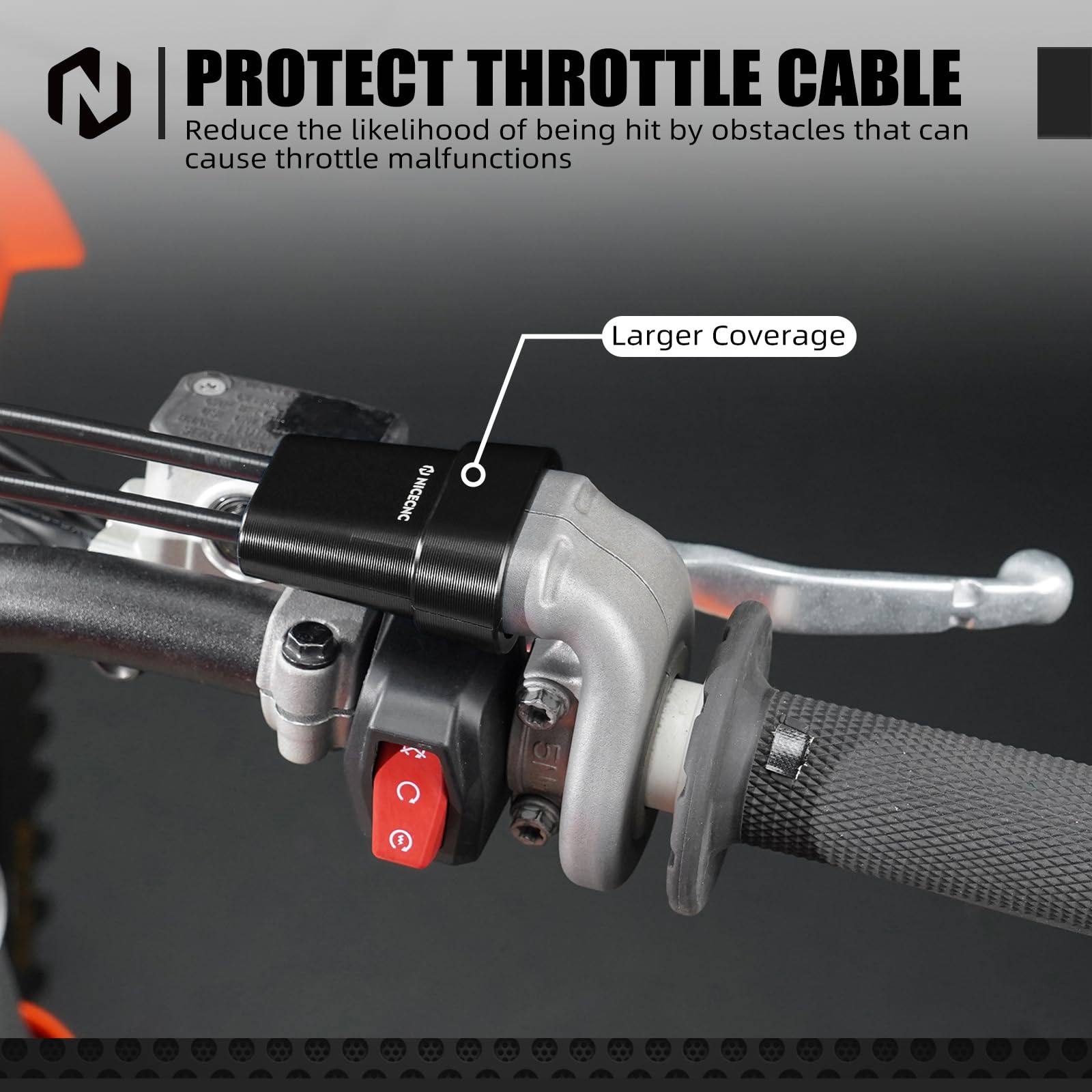 NICECNC Protezione per cavo acceleratore compatibile con KTM 125-450 XC/SX/XCF/SXF 2023-2025, compatibile con Husqvarna ES 350/500 2024-2025, vedi montaggio