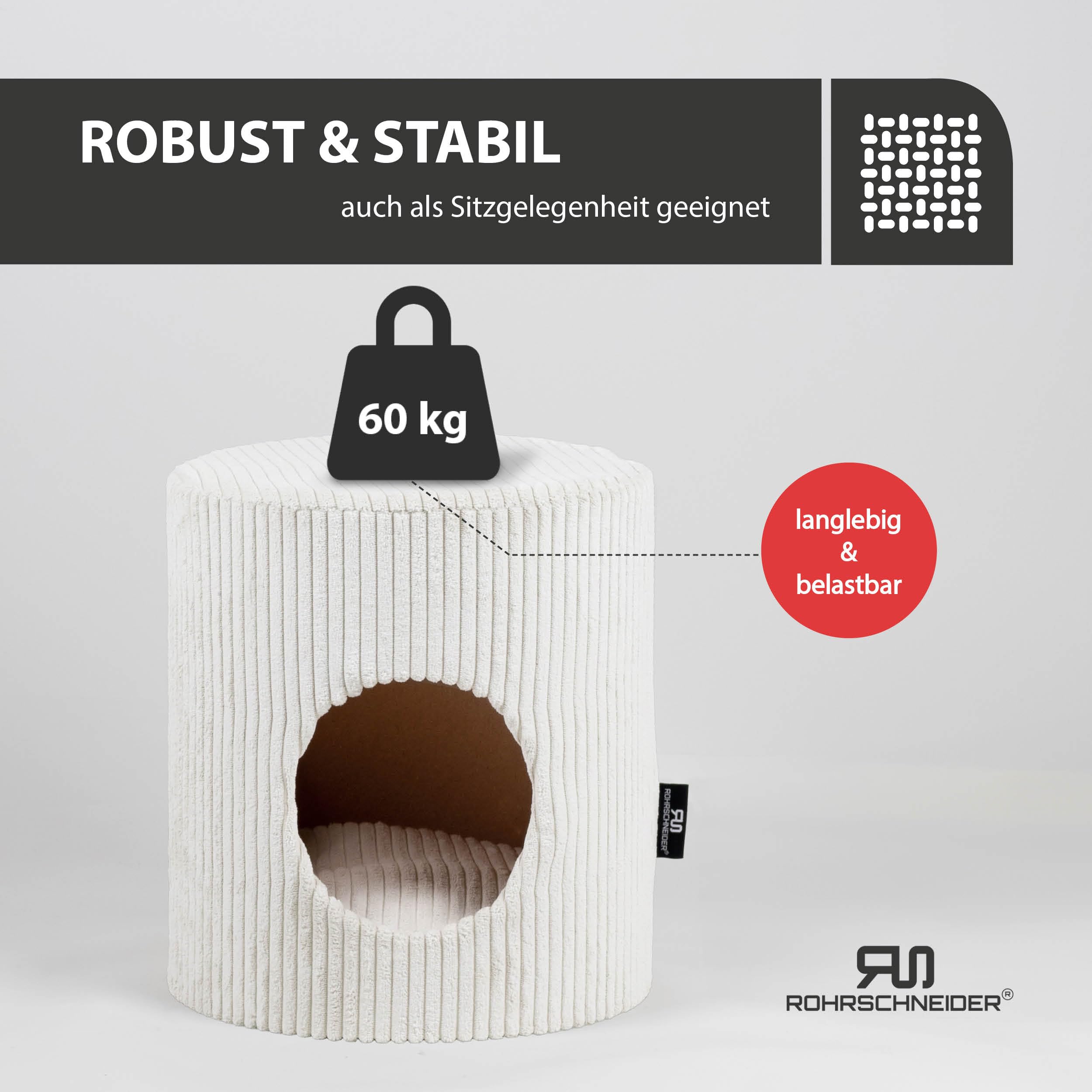Rohrschneider Katzenhöhle Cord, waschbar, ca. Ø 32 x H 34 cm beige