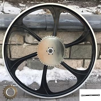 26 inch Black Aluminum Alloy Rear Mag Wheel/Bike Rear Rim 135MM with 44T Sprocket & 18T Single Speed Freewheel-Gas Motorized Bicycle